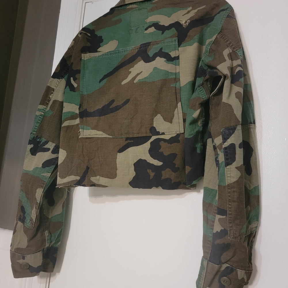 Camouflage Patchwork Custom Jacket with Floral & Tiger Patches - Picture 2 of 2